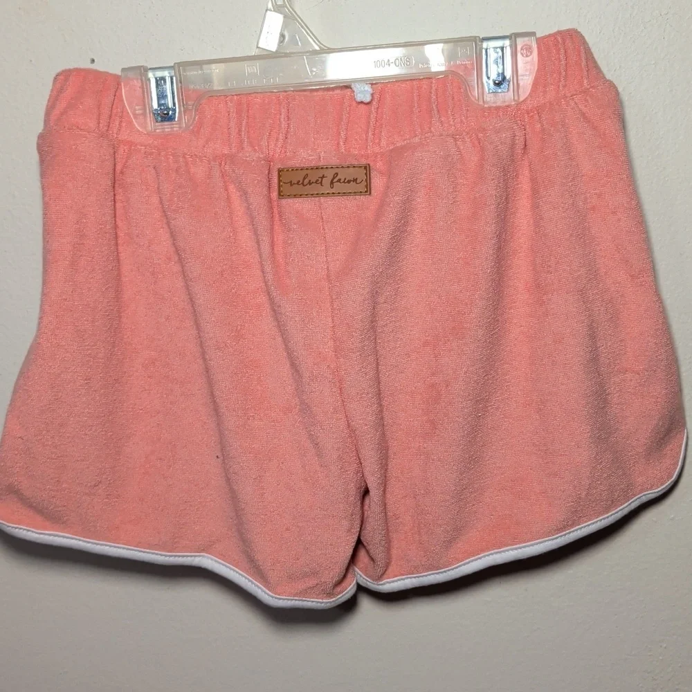 Velvet Fawn Pink Terry Cloth Shorts with White Trim Summer Sporty Girls Size 7